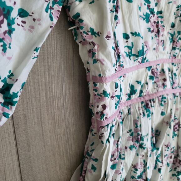 Stock Place The Label Floral 3/4 Sleeves V-Neck Fit Flare Dress Women Sz L - Picture 9 of 12